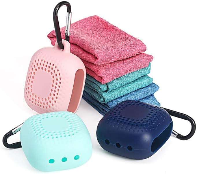 AKOAK Outdoor Travel Quick Drying 40CM Towel with Portable Creative Silicone Box, Microfiber Cold Sports Quick Drying Towel, Gym, Beach, Yoga, Sports Travel (Blue) - Image 8