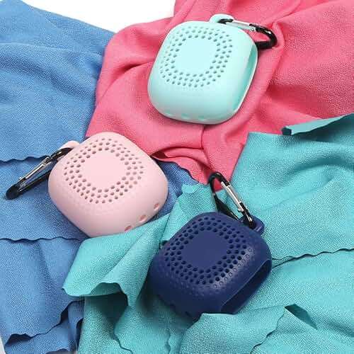 AKOAK Outdoor Travel Quick Drying 40CM Towel with Portable Creative Silicone Box, Microfiber Cold Sports Quick Drying Towel, Gym, Beach, Yoga, Sports Travel (Blue) - Image 9