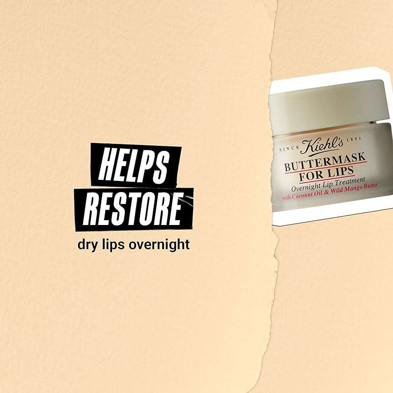 Kiehl's Buttermask For Lips, Hydrating Overnight Lip Mask, Nourishes & Restores Dry Lips, Intense Hydration, with Coconut Oil & Wild Mango Butter, Paraben-free, Fragrance-free - 0.35 fl oz - Image 5