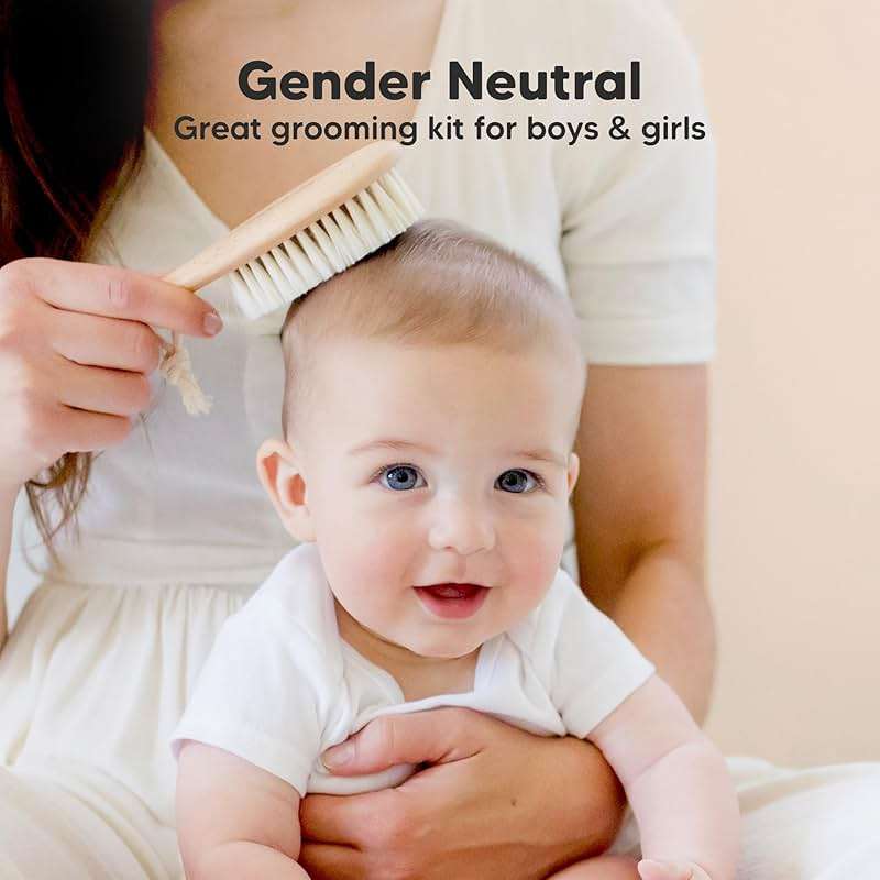 Wooden Baby Hair Brush for Toddler Girls, Boys - Infant Cradle Cap Brush, Newborn Baby Comb, Soft Goat Bristles Comb for Newborn Girl, Boy Hair, Scalp, Styling, Bath Essentials(Walnut, Regular) - Image 8