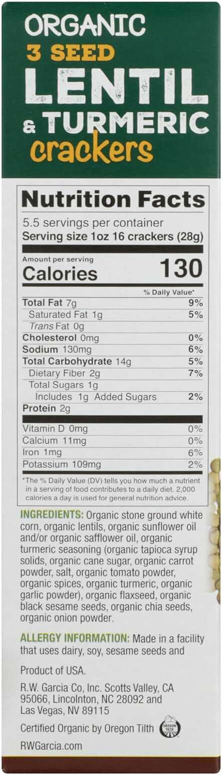 RW GARCIA Organic Lentil Turmeric Crackers, 5.5 OZ - Image 7