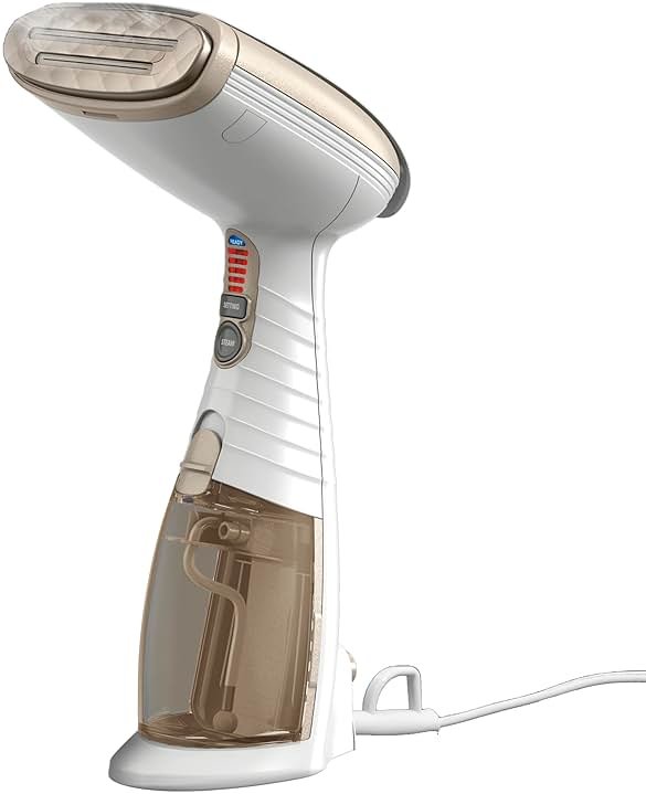 Conair Handheld Garment Steamer for Clothes, Turbo ExtremeSteam 1875W Fabric Steamer, Portable Handheld Design, Strong Penetrating Steam, White/Champagne - Product Image