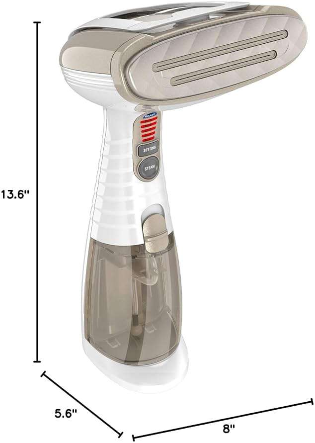 Conair Handheld Garment Steamer for Clothes, Turbo ExtremeSteam 1875W Fabric Steamer, Portable Handheld Design, Strong Penetrating Steam, White/Champagne - Image 2