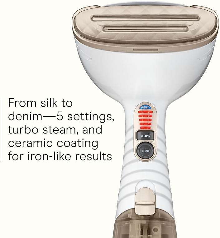Conair Handheld Garment Steamer for Clothes, Turbo ExtremeSteam 1875W Fabric Steamer, Portable Handheld Design, Strong Penetrating Steam, White/Champagne - Image 5