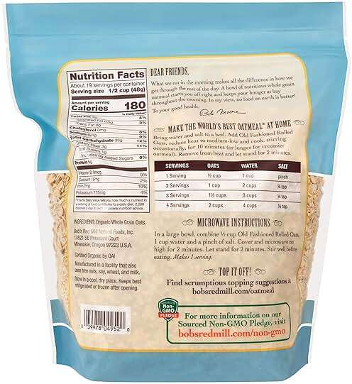 Bob's Red Mill Organic Old Fashioned Rolled Oats, 32oz (Pack of 4) - Organic, Non GMO, Whole Grain, Vegan, Kosher - Image 6