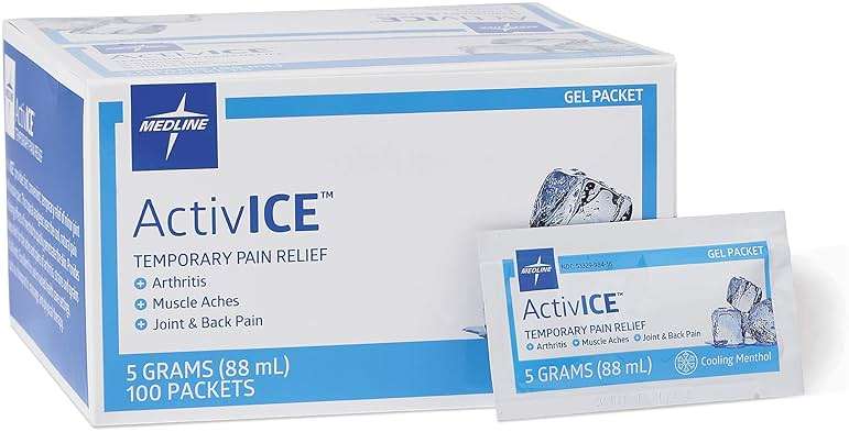 Medline ActivICE Topical Pain Reliever Gel, Great for Arthritis, Muscle Aches and Back Injuries, 5 grams - 100 Packs - Image 1