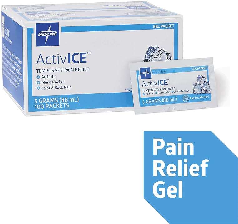 Medline ActivICE Topical Pain Reliever Gel, Great for Arthritis, Muscle Aches and Back Injuries, 5 grams - 100 Packs - Image 4