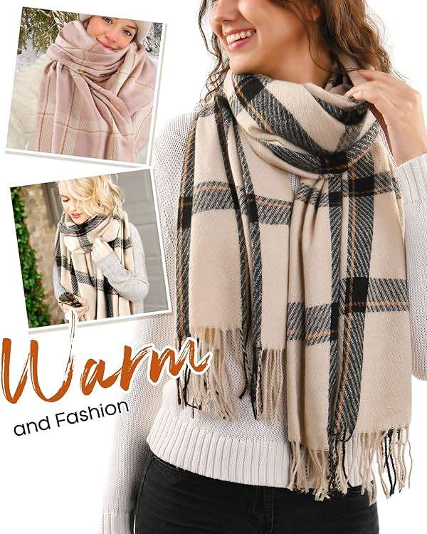 FURTALK Winter Scarf for Women Shawl Soft Tassel Plaid Large Oversized Scarves Wraps - Image 6