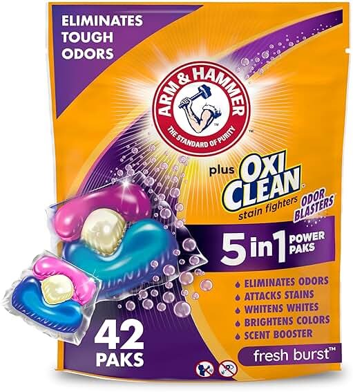 Arm & Hammer Plus OxiClean With Odor Blasters Laundry Detergent 5-IN-1 Power Paks, 42CT (Packaging may vary) - Product Image