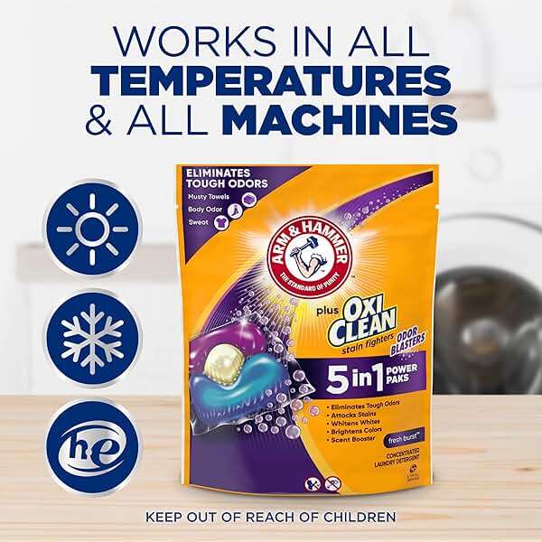 Arm & Hammer Plus OxiClean With Odor Blasters Laundry Detergent 5-IN-1 Power Paks, 42CT (Packaging may vary) - Image 8
