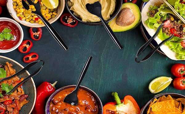 Supernal 72pcs Plastic Serving Utensils Heavy Duty Disposable Serving Tongs Black Disposable Serving Set 10" Spoons 10" Forks 6" Tongs Each 24pcs - Image 6