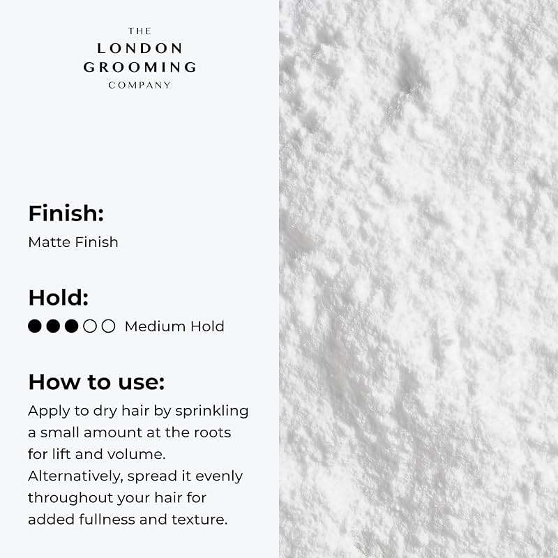 The London Grooming Company - Matte Hair Powder for Men | Texture Powder for Styling | Medium All-Day Hold 0.7 Ounces (20 grams) - Image 3
