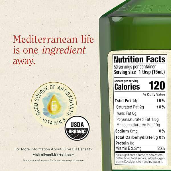 Bertolli Organic Extra Virgin Olive Oil, Rich Taste, First Cold Pressed, Contains Polyphenols, 25.4 fl oz - Image 4
