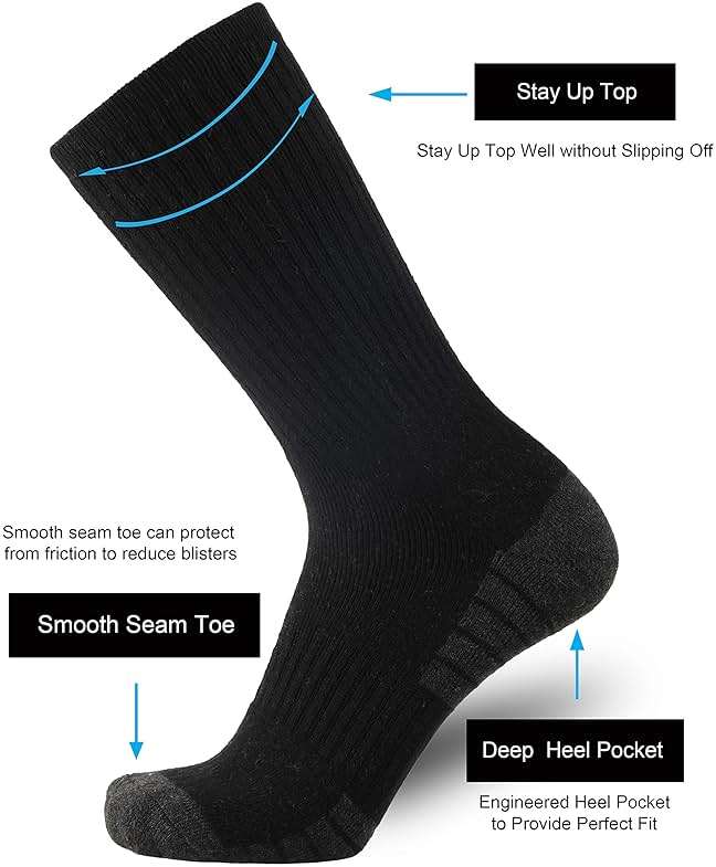 ONKE Athletic Work Socks for Men Women M/L/XL Sports Moisture Wicking Odor Control Heavyweight Full Cushion Crew - Image 3