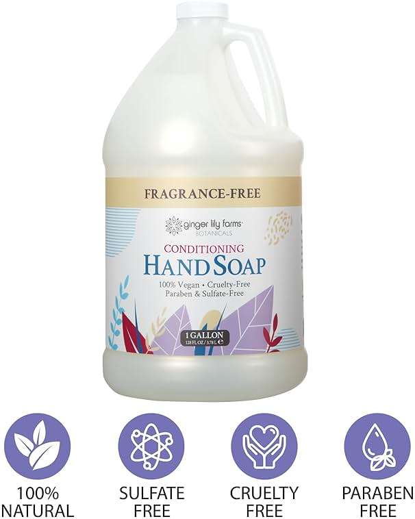 Ginger Lily Farms Botanicals All-Purpose Liquid Hand Soap Refill, Fragrance Free, 100% Vegan & Cruelty-Free, 1 Gallon - Image 5