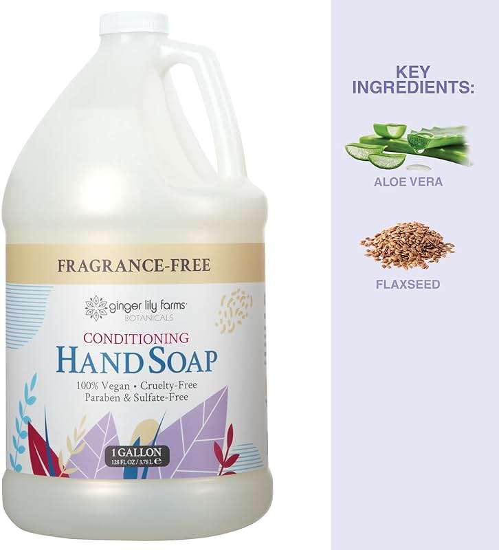 Ginger Lily Farms Botanicals All-Purpose Liquid Hand Soap Refill, Fragrance Free, 100% Vegan & Cruelty-Free, 1 Gallon - Image 6