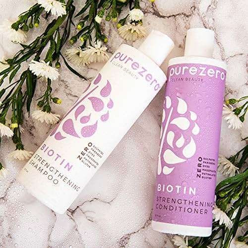 Purezero Biotin Shampoo & Conditioner Set - Anti Thinning Formula - Volumizing, Thicker, Fuller Hair - Zero Sulfates, Parabens, Dyes, Gluten - 100% Vegan & Cruelty Free (12 Fl Oz (Pack of 2)) - Image 7
