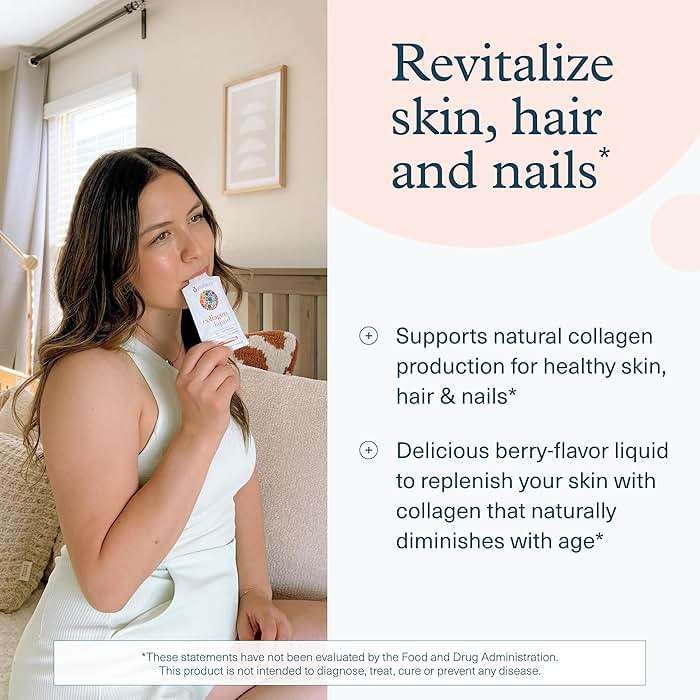 Youtheory Collagen Liquid - 5,000 mg Hydrolyzed Collagen Peptides - Supports Hair, Nail, Joint & Bone Health* - Berry Flavor - 1 oz Single Serve Packet, Pack of 12 - Image 3
