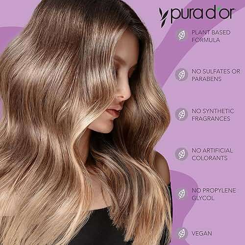 PURA D'OR Apple Cider Vinegar Thin2Thick Set (16oz x 2) ACV Shampoo & Conditioner, Clarifying - Biotin, Keratin, Caffeine, Castor Oil, Aloe - All Hair Types, Men & Women (Packaging may vary) - Image 2