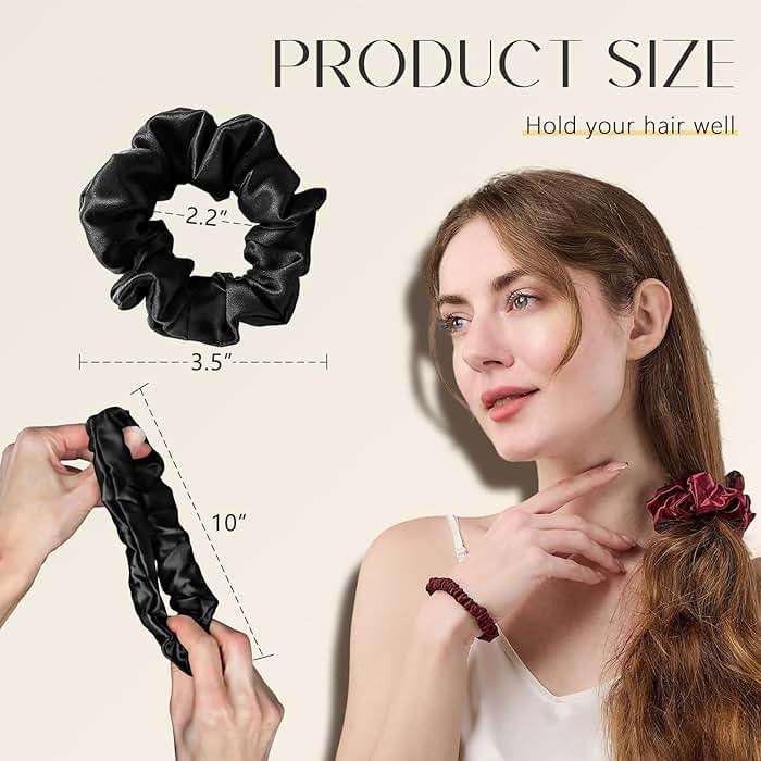 ZIMASILK 100% Mulberry Silk Hair Scrunchies, Best For Women And Girls’ Hair 19 Momme Elastic Hair Bands for Ponytail Holder Gentle And No hurt (3 Pack, Black) - Image 4