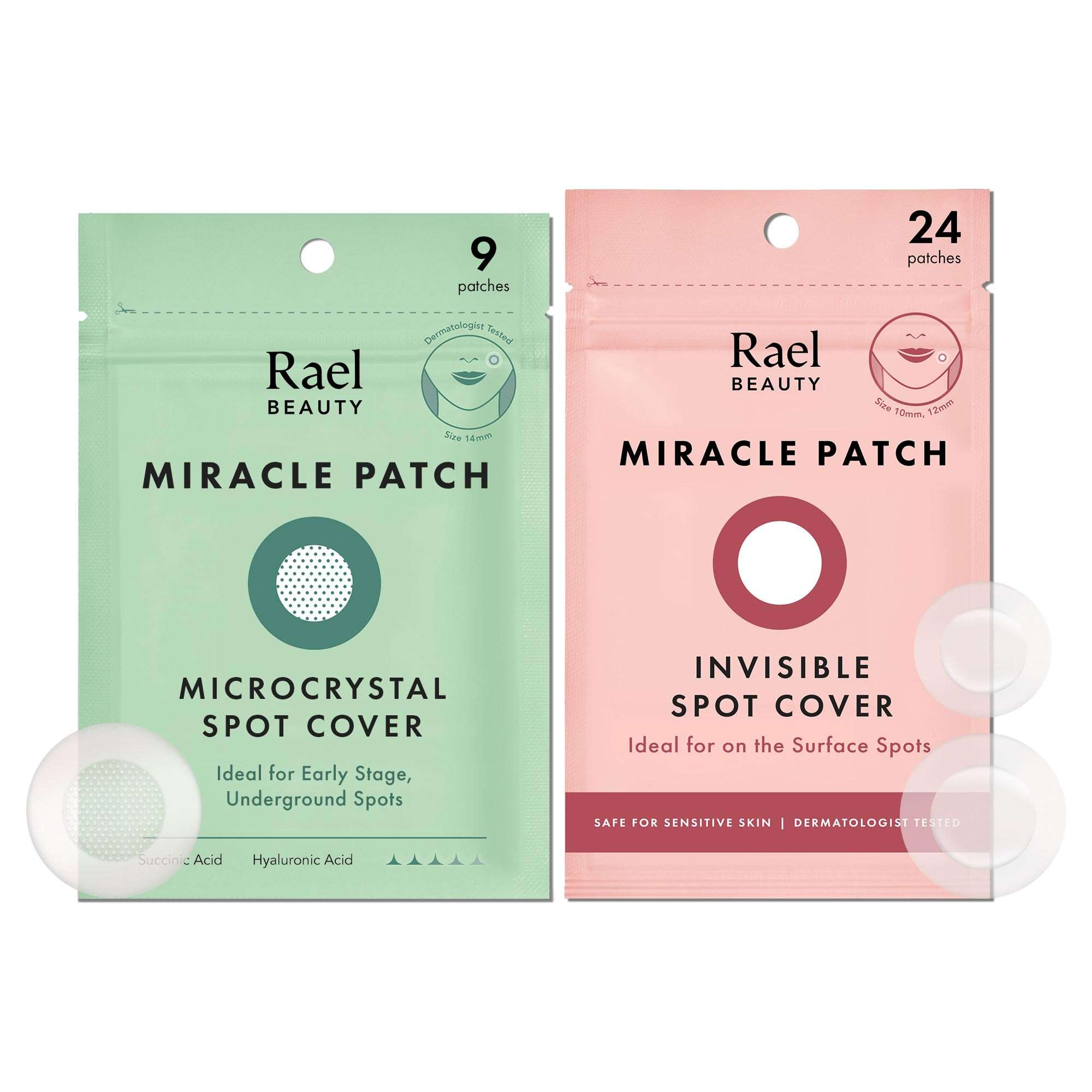 Rael Pimple Patches, Invisible & Microcrystal Spot Cover - Hydrocolloid Acne Patch for Face, Zit and Blemish, Breakouts, Vegan, Korean Skin Care (33 Count) - Image 1