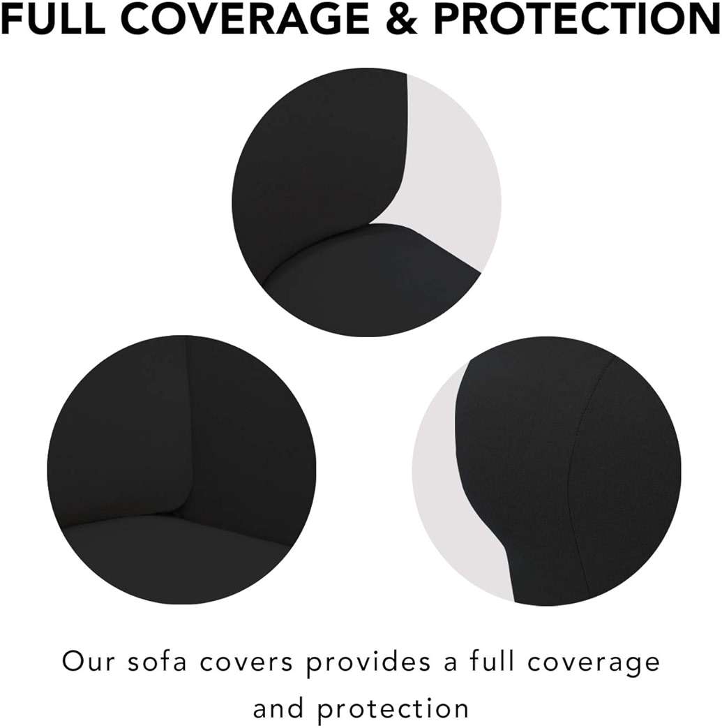 PureFit Super Stretch Sofa Slipcover – Spandex Non Slip Soft Couch Sofa Cover, Washable Furniture Protector with Non Skid Foam and Elastic Bottom for Kids, Pets (Sofa, Black) - Image 4