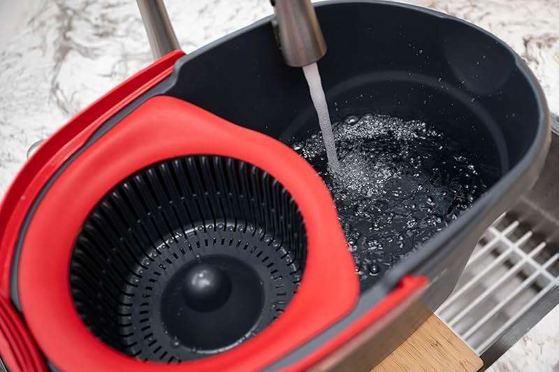 O-Cedar EasyWring Microfiber Spin Mop & Bucket Floor Cleaning System + 2 Extra Refills, Red/Gray - Image 10