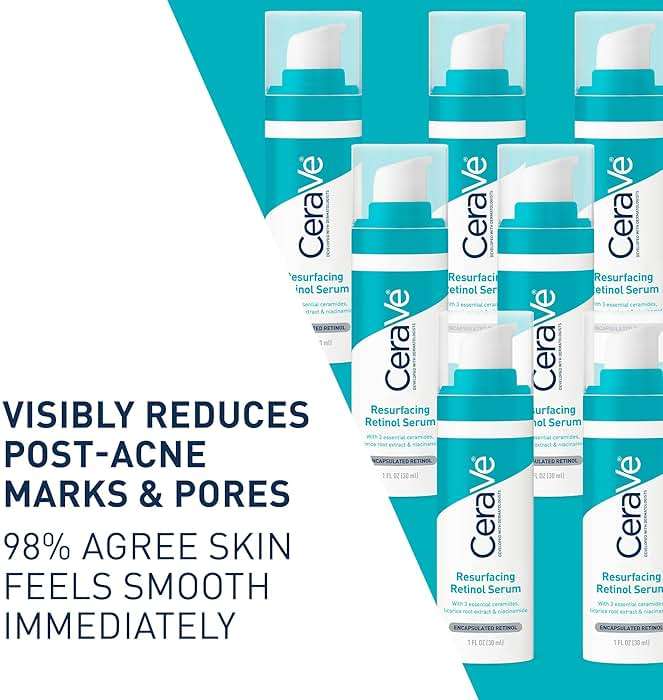 CeraVe Resurfacing Retinol Serum For Post Acne Marks, Formulated With Licorice Root Extract & Niacinamide, Brightening Serum & Pore Minimizer For Face, Post Acne Skin Barrier Repair, Non-Comedogenic - Image 2