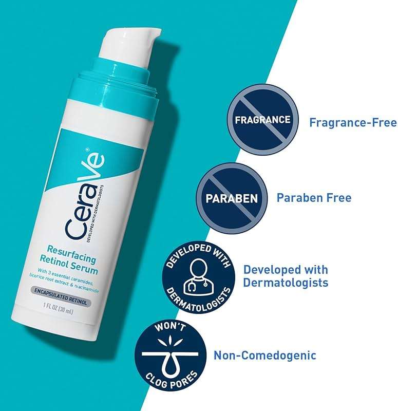 CeraVe Resurfacing Retinol Serum For Post Acne Marks, Formulated With Licorice Root Extract & Niacinamide, Brightening Serum & Pore Minimizer For Face, Post Acne Skin Barrier Repair, Non-Comedogenic - Image 5
