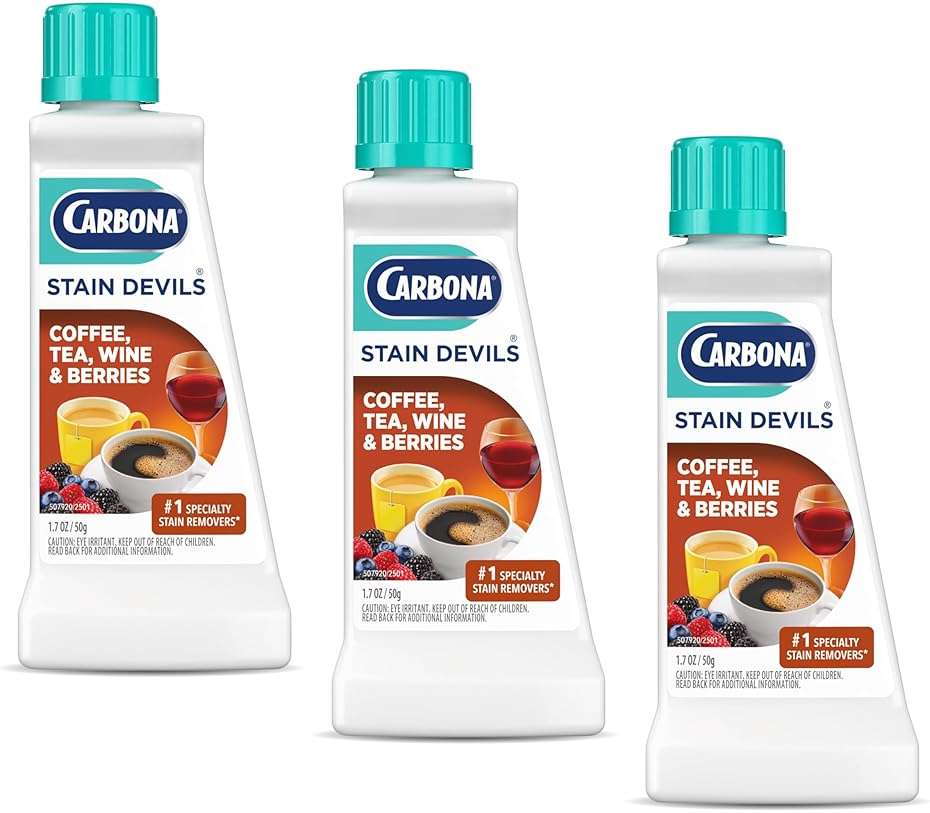 Carbona Stain Devils® #8 | Coffee, Tea, Wine & Juice | Professional Strength Laundry Stain Remover | Multi-Fabric Cleaner | Safe On Skin & Washable Fabrics | 1.7 Fl Oz, 3 Pack - Image 1