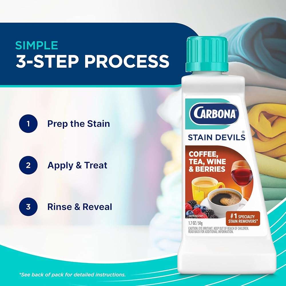 Carbona Stain Devils® #8 | Coffee, Tea, Wine & Juice | Professional Strength Laundry Stain Remover | Multi-Fabric Cleaner | Safe On Skin & Washable Fabrics | 1.7 Fl Oz, 3 Pack - Image 4