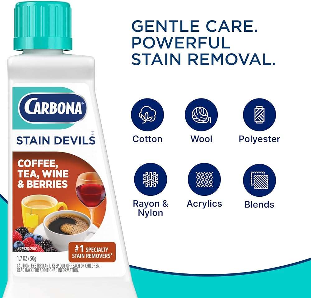Carbona Stain Devils® #8 | Coffee, Tea, Wine & Juice | Professional Strength Laundry Stain Remover | Multi-Fabric Cleaner | Safe On Skin & Washable Fabrics | 1.7 Fl Oz, 3 Pack - Image 5