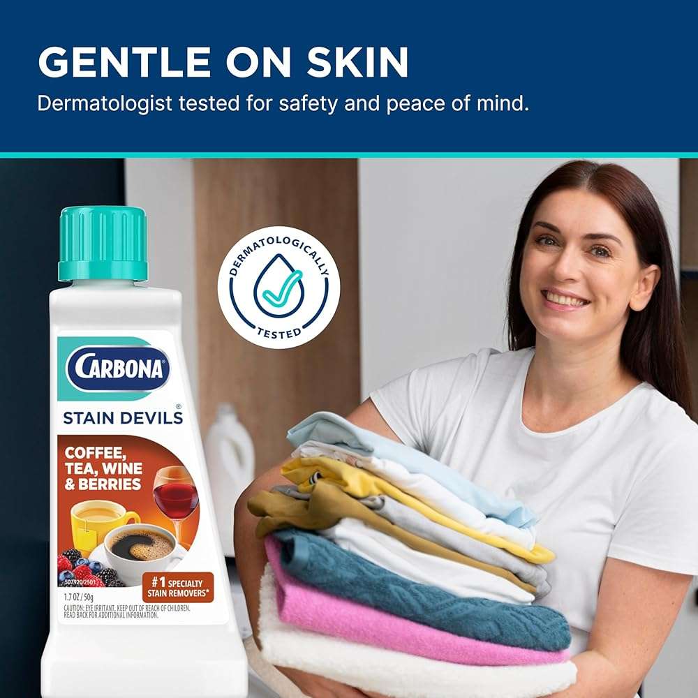 Carbona Stain Devils® #8 | Coffee, Tea, Wine & Juice | Professional Strength Laundry Stain Remover | Multi-Fabric Cleaner | Safe On Skin & Washable Fabrics | 1.7 Fl Oz, 3 Pack - Image 6