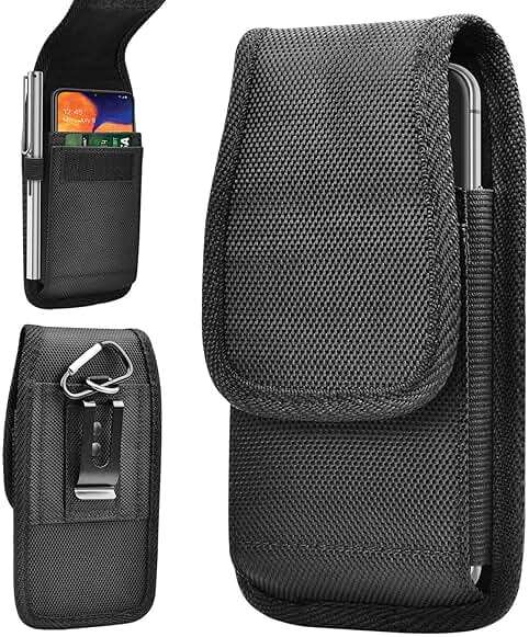 Tiflook for Samsung Galaxy S25 Ultra S24 S23 S22 S21 S20 FE S10 S9 A03S A20 A50 A51 A16 A15 A14 A10e Holster Nylon Cell Phone Pouch Belt Holder Carrying Case with Clip,Black - Image 1