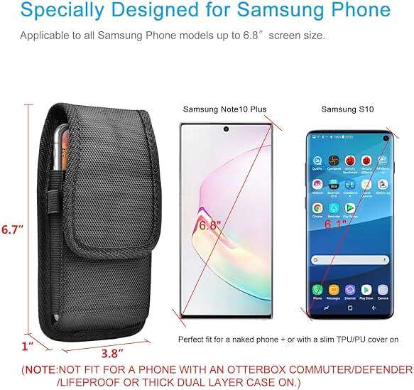 Tiflook for Samsung Galaxy S25 Ultra S24 S23 S22 S21 S20 FE S10 S9 A03S A20 A50 A51 A16 A15 A14 A10e Holster Nylon Cell Phone Pouch Belt Holder Carrying Case with Clip,Black - Image 2