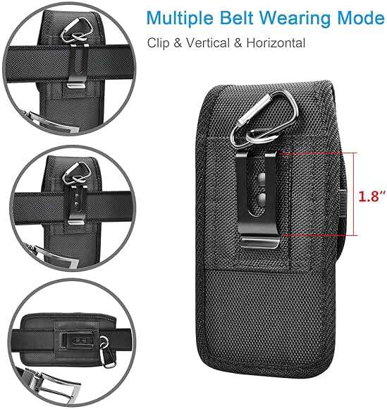 Tiflook for Samsung Galaxy S25 Ultra S24 S23 S22 S21 S20 FE S10 S9 A03S A20 A50 A51 A16 A15 A14 A10e Holster Nylon Cell Phone Pouch Belt Holder Carrying Case with Clip,Black - Image 6