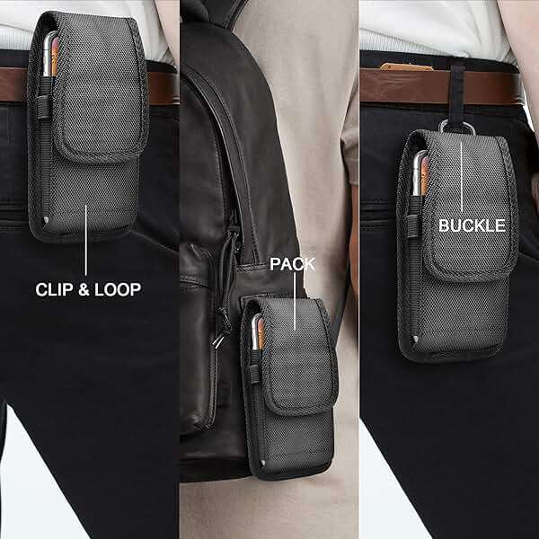 Tiflook for Samsung Galaxy S25 Ultra S24 S23 S22 S21 S20 FE S10 S9 A03S A20 A50 A51 A16 A15 A14 A10e Holster Nylon Cell Phone Pouch Belt Holder Carrying Case with Clip,Black - Image 7