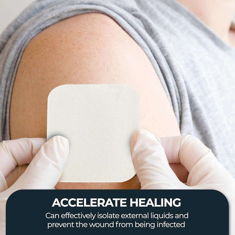 MED PRIDE Foam Dressings for Wounds 4x4in Sterile Non-Adhesive Pads Highly Absorbent Waterproof Medical Foam Padding (10 Count (Pack of 1)) - Image 4