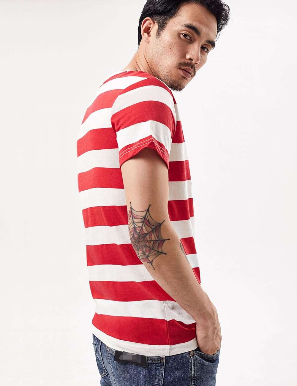 Wide Striped T Shirt for Men Sailor Tee Red White Black Navy Stripes Top Basic - Image 2