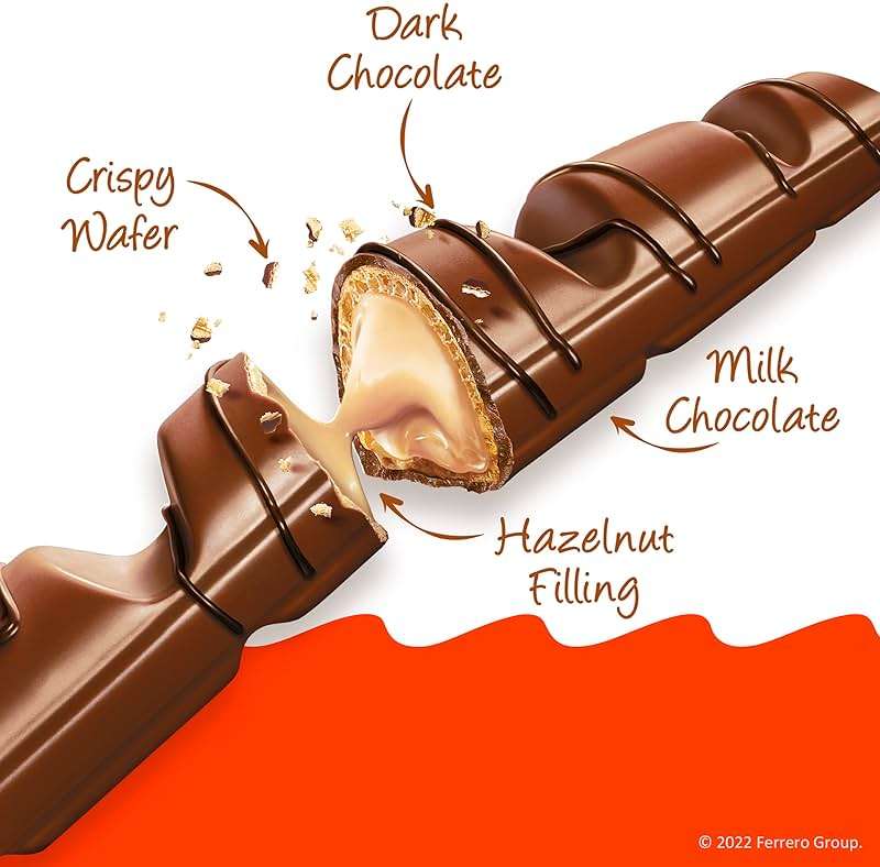 Kinder Bueno Milk Chocolate Bars with Hazelnut Filling, 30 Packs of 2, Bulk Chocolate Candy Bars for Game Day, Football Party Supplies, Snacks for Adults, 1.4 oz Per Pack - Image 3