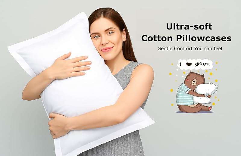 Cotton Metrics Linen 2 Pack Pillow Shams Standard Size 20x26 – 600 Thread Count 100% Organic Cotton White Pillow Covers with 2 Inch Flange, Soft & Smooth Premium Hotel-Quality Pillowcases Set of 2 - Image 5