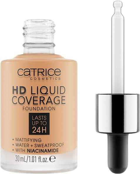 Catrice | HD Liquid Coverage Foundation | 24H Wear, Matte Finish, High Coverage, Waterproof Formula with Niacinamide | Vegan & Cruelty Free (034 | Medium Beige) - Image 1