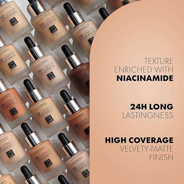 Catrice | HD Liquid Coverage Foundation | 24H Wear, Matte Finish, High Coverage, Waterproof Formula with Niacinamide | Vegan & Cruelty Free (034 | Medium Beige) - Image 5