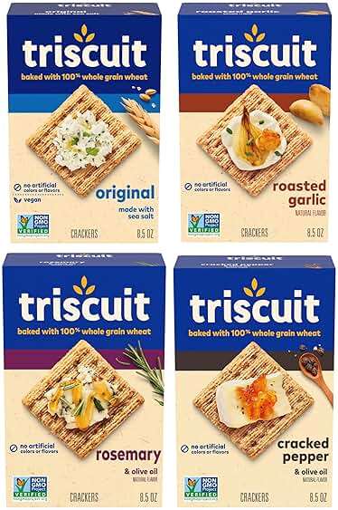 Triscuit Whole Grain Wheat Crackers 4 Flavor Variety Pack, Lunch Snacks, Bulk Snack Crackers, 4 Boxes - Image 1