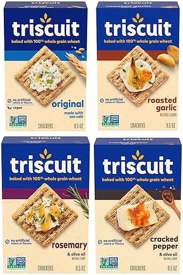 Triscuit Whole Grain Wheat Crackers 4 Flavor Variety Pack, Lunch Snacks, Bulk Snack Crackers, 4 Boxes - Product Image