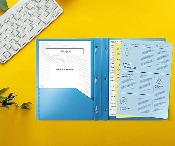 Better Office Products Light Blue Plastic 2 Pocket Folders with Prongs, 24 Pack, Heavyweight, Letter Size Poly Folders with 3 Metal Prongs Fastener Clips, Light Blue - Image 4