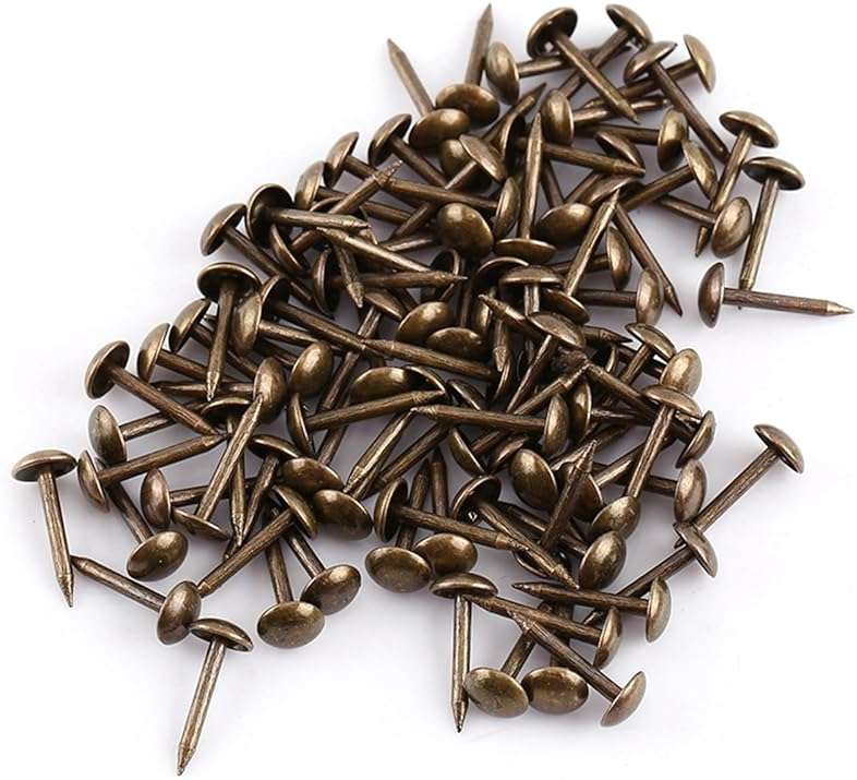 100pcs Vintage Upholstery Nails, Sofa Shoe Door Decorative Stud Antique Upholstery Tacks Bronze Metal Labels Tacks Furniture Nails Pins Assortment Kit (614mm) - Image 5