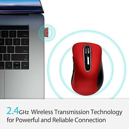 memzuoix 2.4G Wireless Mouse, 1400 DPI Mobile Optical Cordless Mouse with USB Receiver, Portable Computer Mice for Laptop, PC, Desktop, MacBook, 5 Buttons, Red - Image 2