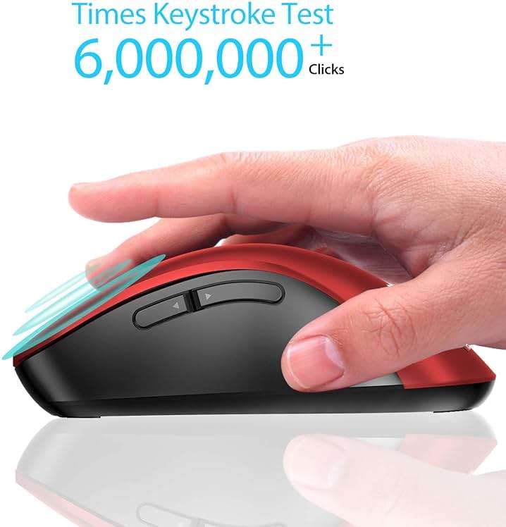 memzuoix 2.4G Wireless Mouse, 1400 DPI Mobile Optical Cordless Mouse with USB Receiver, Portable Computer Mice for Laptop, PC, Desktop, MacBook, 5 Buttons, Red - Image 4