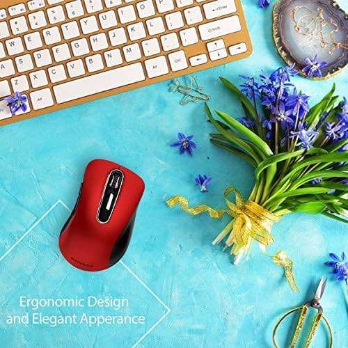 memzuoix 2.4G Wireless Mouse, 1400 DPI Mobile Optical Cordless Mouse with USB Receiver, Portable Computer Mice for Laptop, PC, Desktop, MacBook, 5 Buttons, Red - Image 6